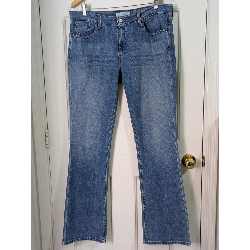 Levis 515 Boot Cut Jeans Womens 12 Blue Medium Wash Stretch Studded Pockets Logo